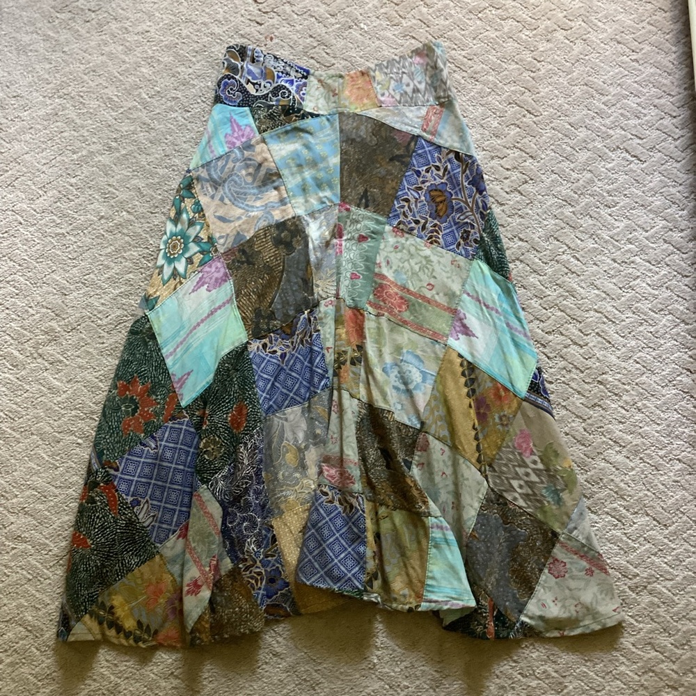 🧡NWOT🧡 1 OF A KIND BOHO HIPPIE LONG HANDMADE PATCHWORK SKIRT 15” WAIST COTTON